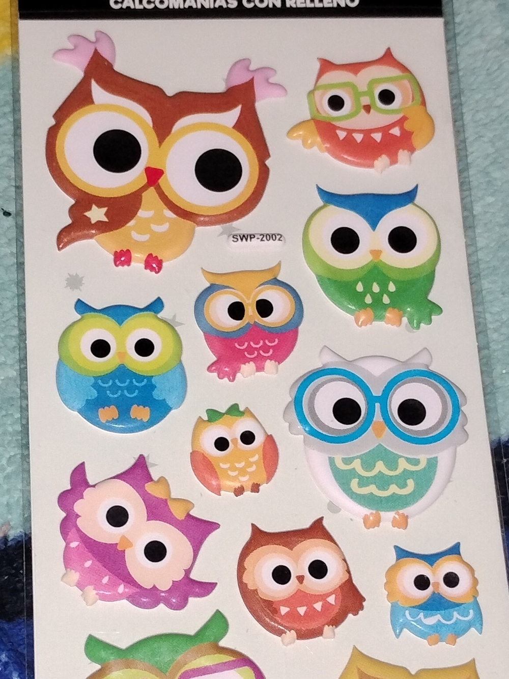 Colorful Owl 3D Sticker Sheet - Multicolor 3 for $10 or 7 for $20